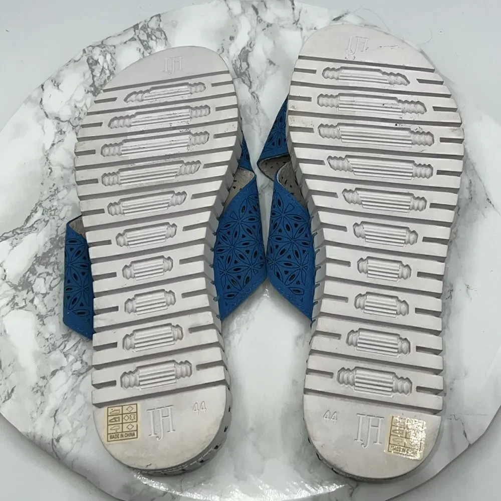 ILSE JACOBSEN Light Regata Tulip Crossband Slip-On Slide Sandals-44 NWOT